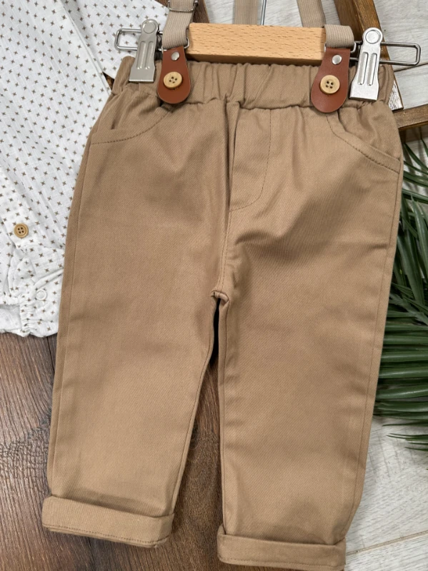 Askı Kemerli Papyonlu Alttan Çıtçıtlı Erkek Bebek Takım