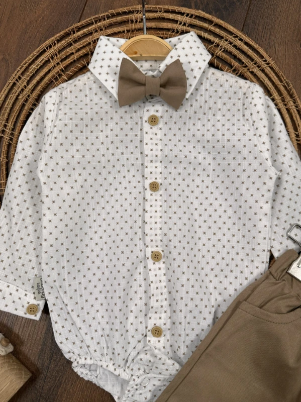 Askı Kemerli Papyonlu Alttan Çıtçıtlı Erkek Bebek Takım