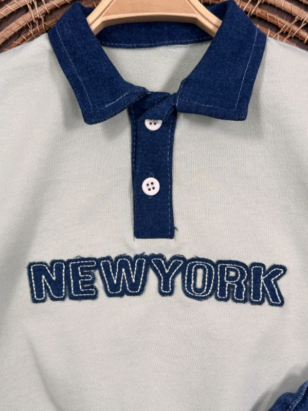 Newyork Polo Yaka Likralı Kot Pantolon Erkek Bebek Takım - HARDAL