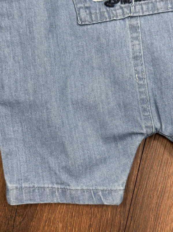 Island Nakışlı Yazlık Kot Salopet Erkek Bebek Takım - HARDAL