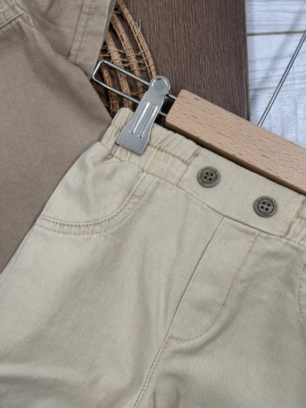 Tayyare Nakışlı Keten Önden Düğmeli Yazlık Erkek Bebek Takım - YEŞİL