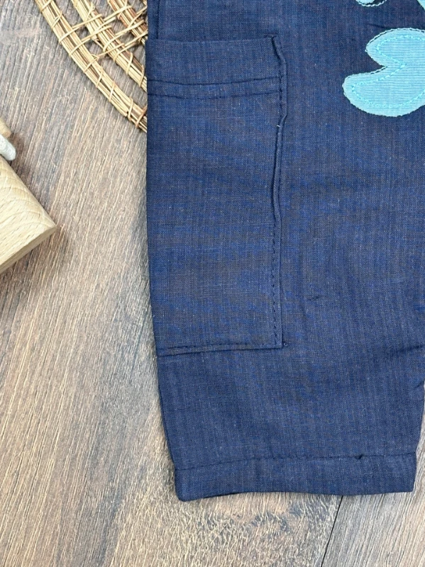 Yengeç Nakışlı Omuzdan Çıtçıtlı Badi Yazlık Salopet Erkek Bebek Takım - YEŞİL