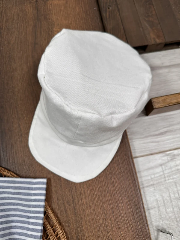 Çizgili Gömlek Askı Kemerli Şapkalı Keten Şortlu Yazlık Erkek Bebek Takım - LACİVERT