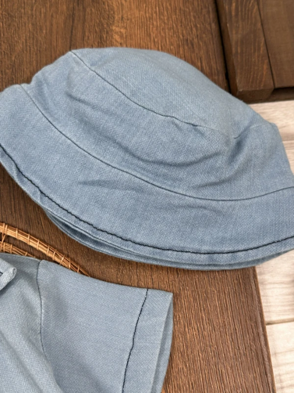 Kot Likralı Şapkalı Araba Oyuncaklı Atlet Badili 4lü Yazlık Erkek Bebek-Çocuk Takım - MAVİ