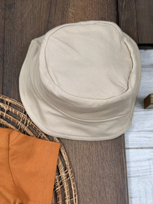 Ayıcık Baskılı Safari Şapkalı Omuzdan Çıtçıtlı Badi Yazlık Erkek Bebek Salopet Takım - TARÇIN