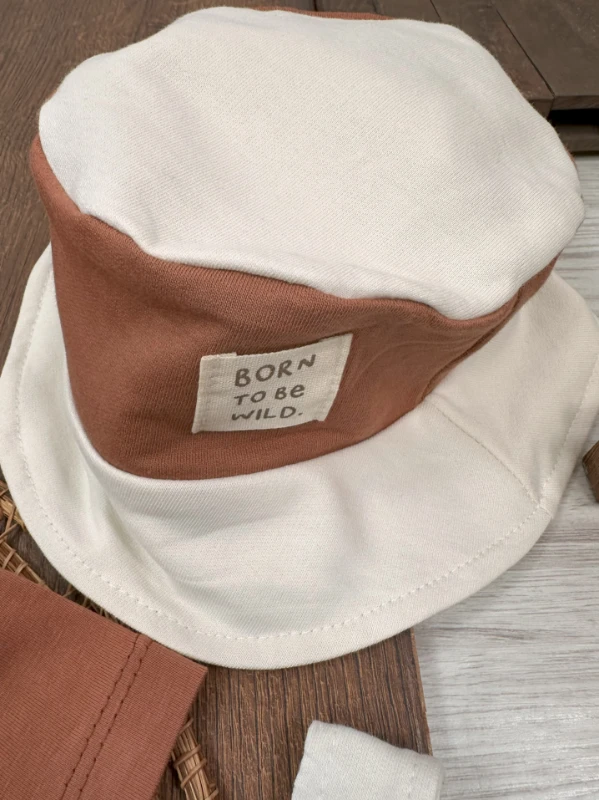 Çizgili Safari Şapkalı Omuzdan Çıtçıtlı Badi Yazlık Erkek Bebek Salopet Takım - LACİVERT