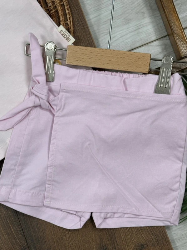 Limon Nakışlı Şort Etekli Yazlık Kız Bebek Takım - PEMBE