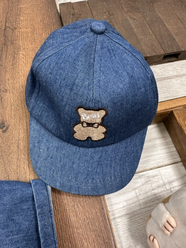 Şapkalı Ayıcık Desenli Atlet Badili Likralı Kot 4lü Yazlık Erkek Bebek Takım - İNDİGO