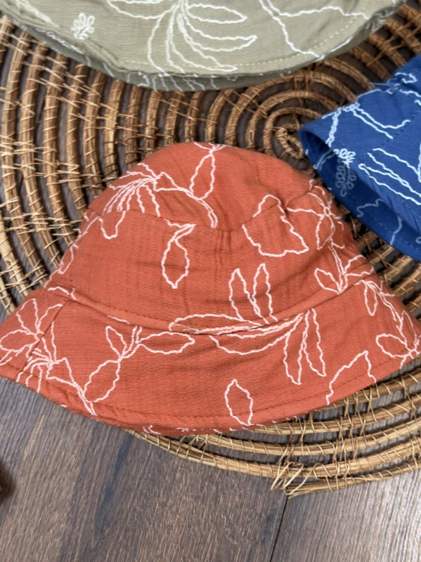 Müslin Hawaii Çiçek Baskılı Safari 3lü set Unisex (Kız-Erkek) Bebek Şapkası - KARIŞIK