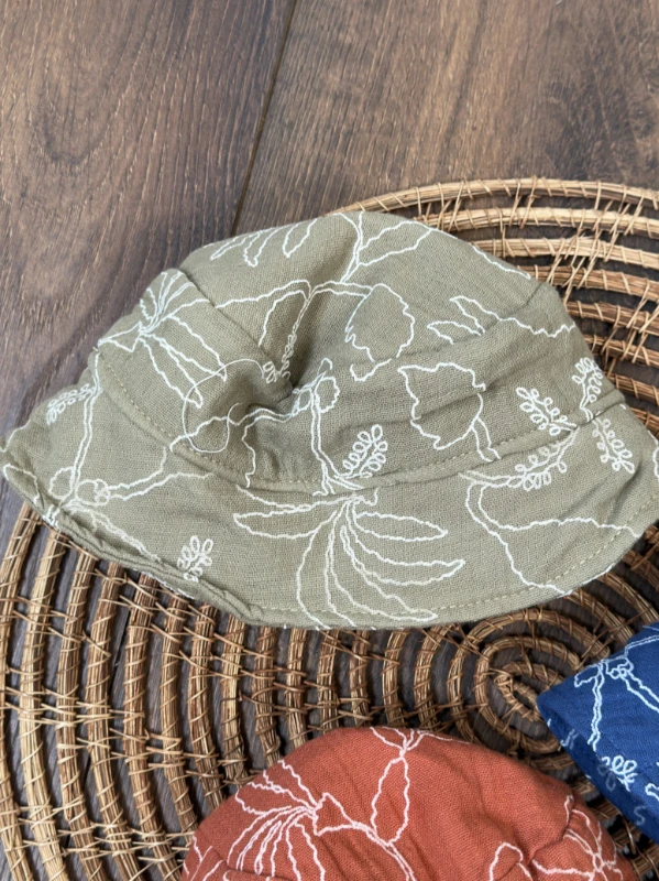 Müslin Hawaii Çiçek Baskılı Safari 3lü set Unisex (Kız-Erkek) Bebek Şapkası - KARIŞIK