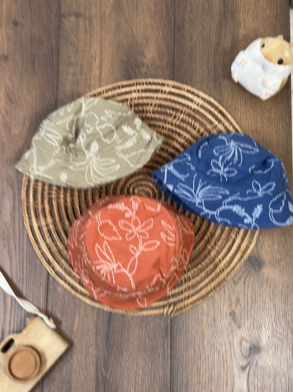 Müslin Hawaii Çiçek Baskılı Safari 3lü set Unisex (Kız-Erkek) Bebek Şapkası - KARIŞIK