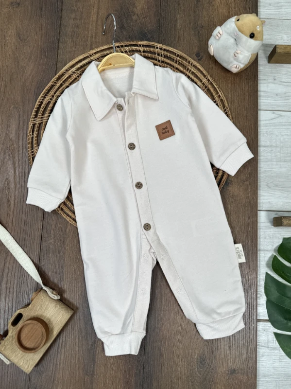 Cool Baby Polo Yaka Düğmeli Alttan Çıtçıtlı Mevsimlik Erkek Bebek Tulum - YEŞİL