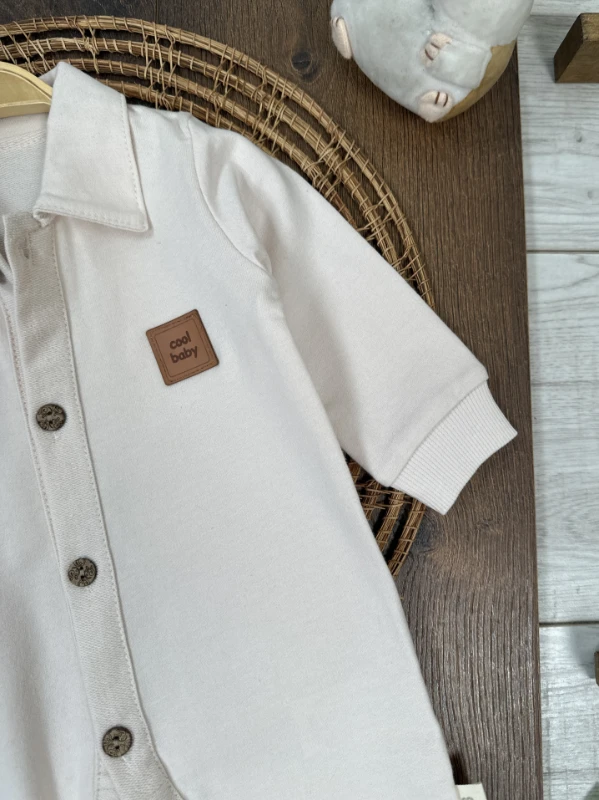Cool Baby Polo Yaka Düğmeli Alttan Çıtçıtlı Mevsimlik Erkek Bebek Tulum - YEŞİL