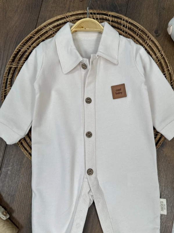 Cool Baby Polo Yaka Düğmeli Alttan Çıtçıtlı Mevsimlik Erkek Bebek Tulum - YEŞİL