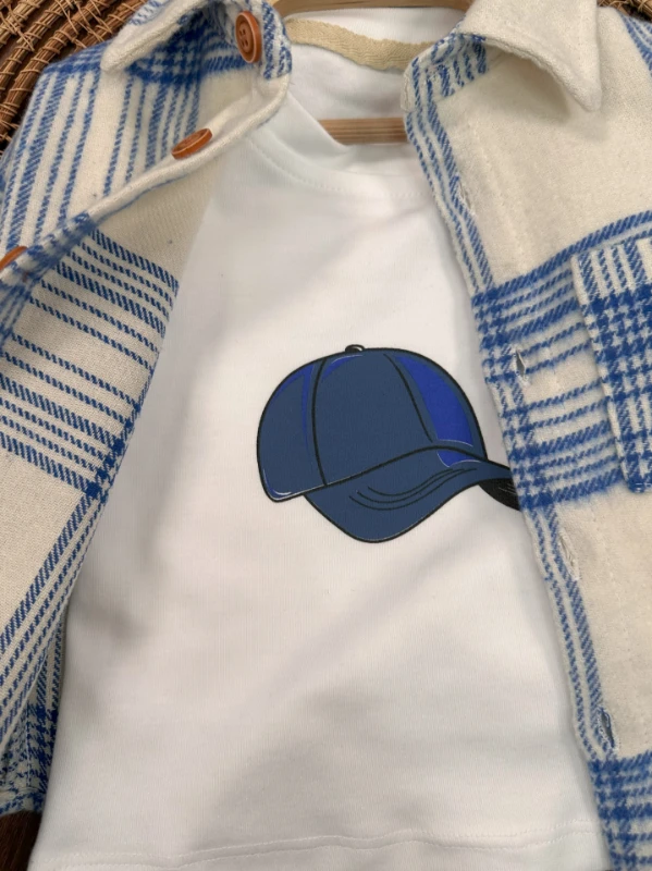 Oduncu Gömlek Şapkalı Oversize Hiphop Pantolon Badili 4lü Erkek Çocuk ve Bebek Takım - İNDİGO